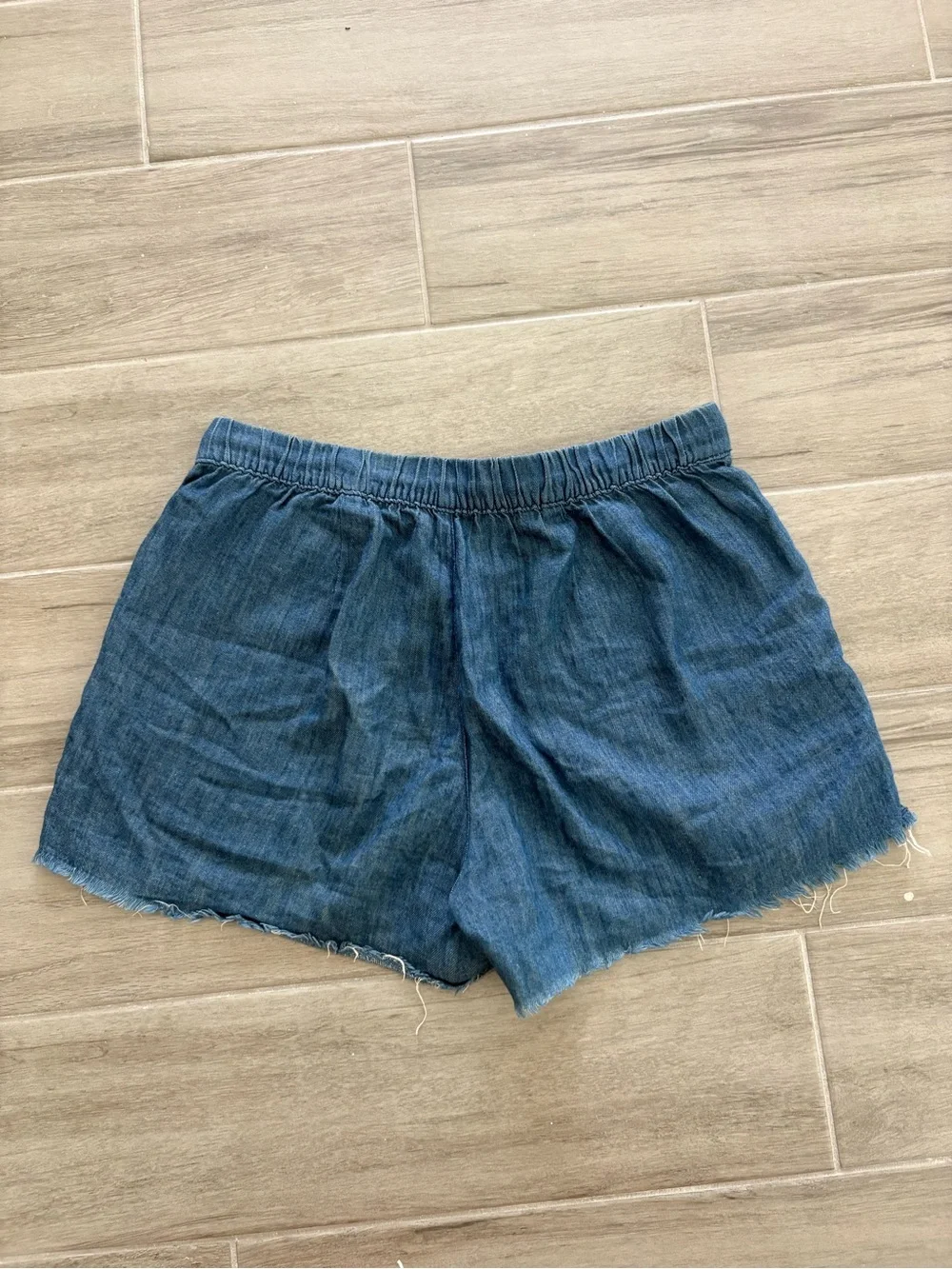 Madewell Linen / Cotton Blend Chambray Drawstring Pull On Shorts - Small